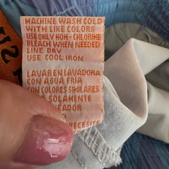 Raya Sun Blue Floral Swim Cover Up Shorts Size M Drawstring & Elastic Waistband - Picture 6 of 8